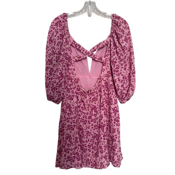 En Crème Pink Floral Open back Babydoll Dress Size S - Picture 4 of 5